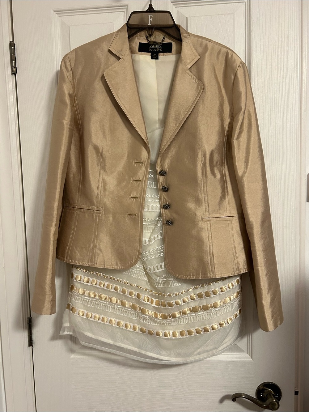 Champagne Blazer and Skirt Set